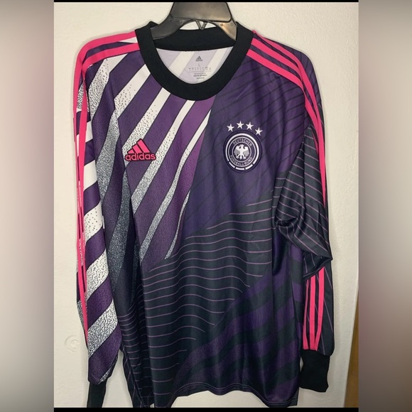 Adidas Mens Black Purple Germany Icon Official Goalkeeper Jersey Size Large - Picture 1 of 2